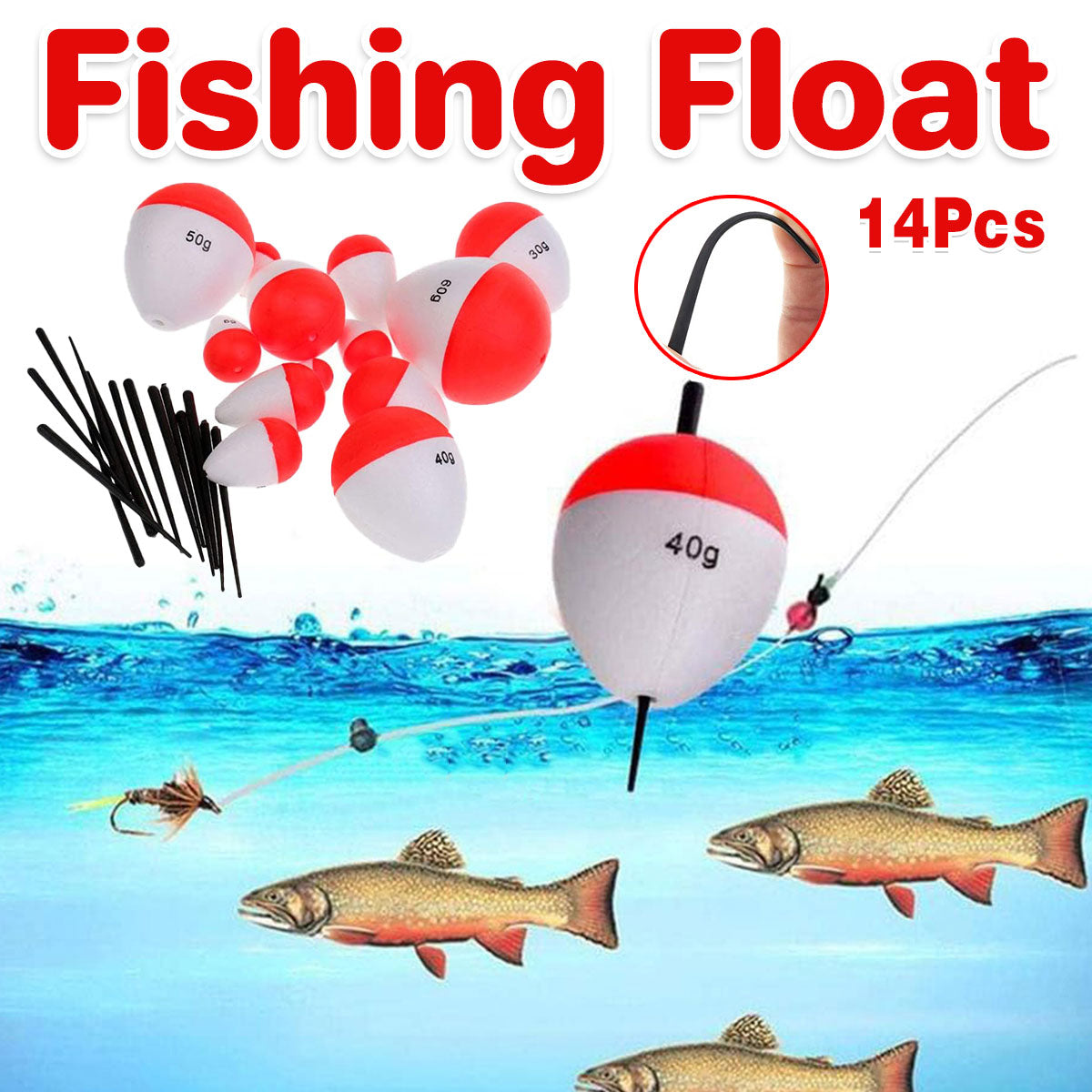 Fishing Floats Set 14PCS Lightweight EVA Bite Indicators