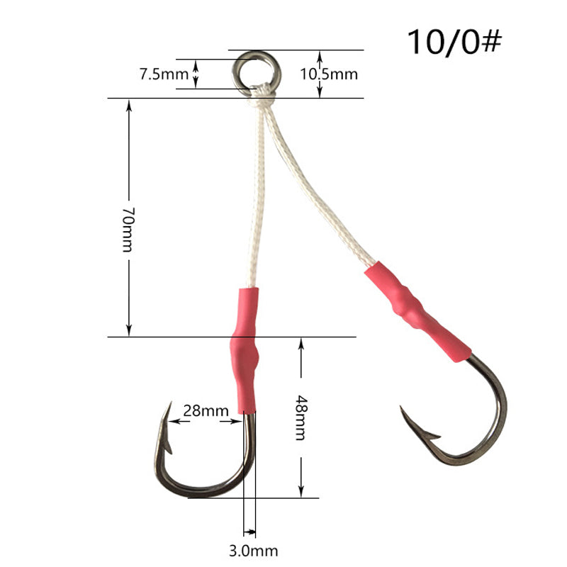 4PCS Twin Assist Jig Hooks for Micro & Slow Pitch Jigs