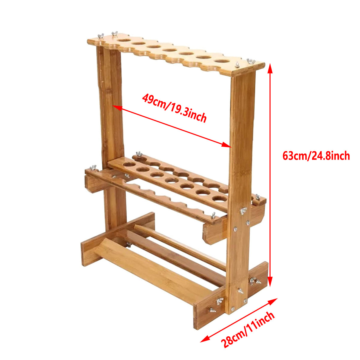 Wooden Fishing Rod Rack Bamboo Stand Holds 21 Rods For Storage