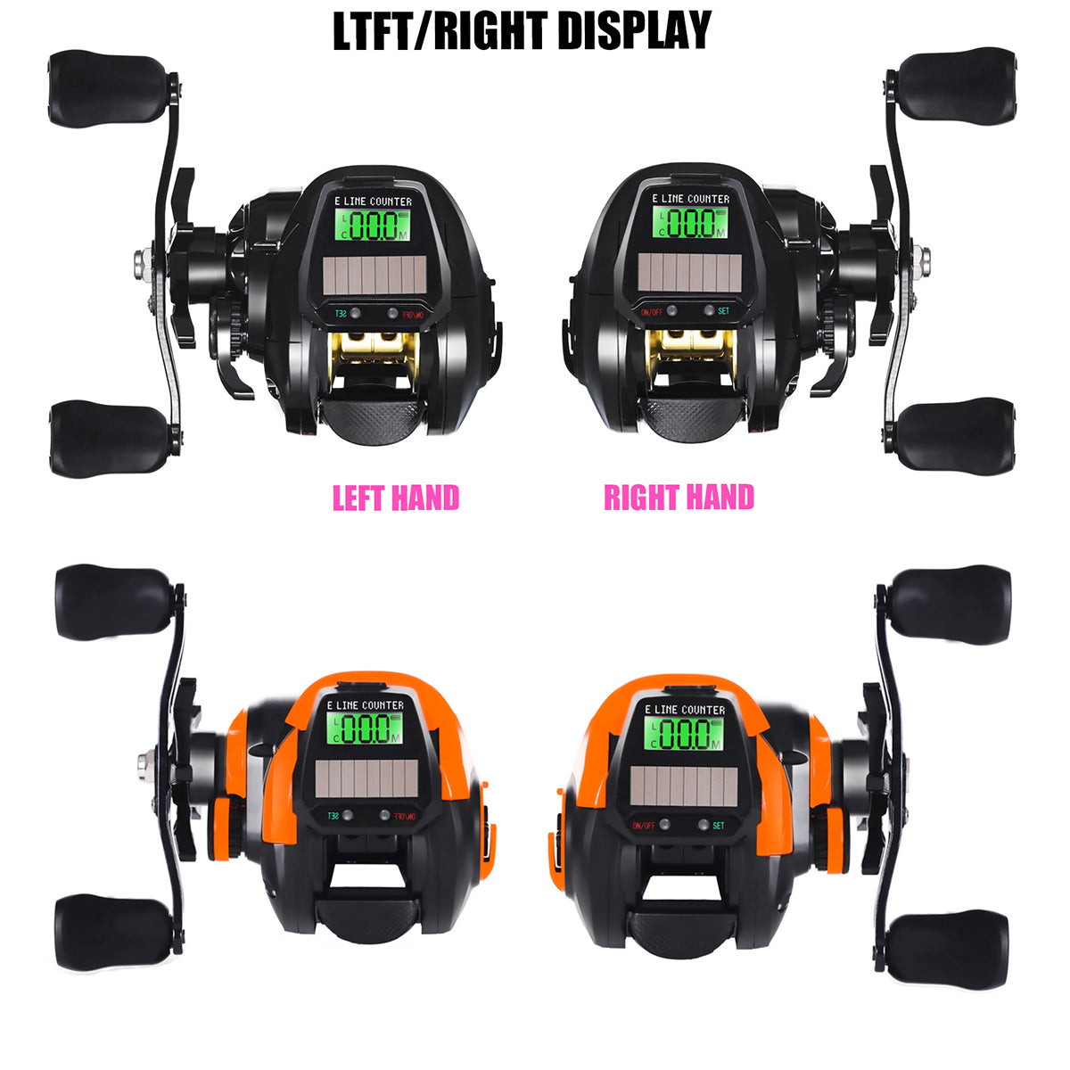 Digital Fishing Reel Solar LCD Display High-Speed 7.2:1 Baitcasting Reel