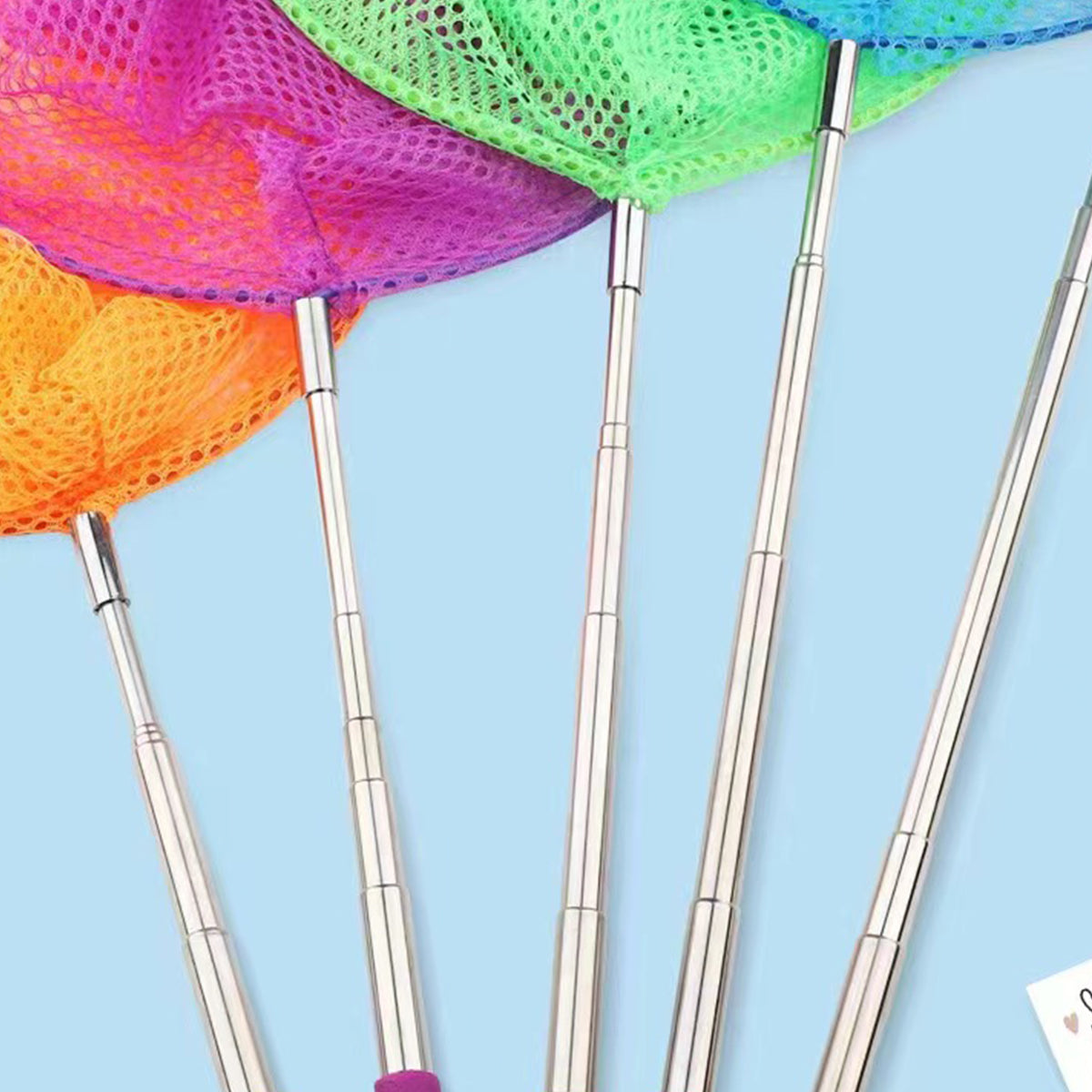 7pcs Telescopic Fishing Nets Colourful Stainless Steel Insect Butterfly Catcher