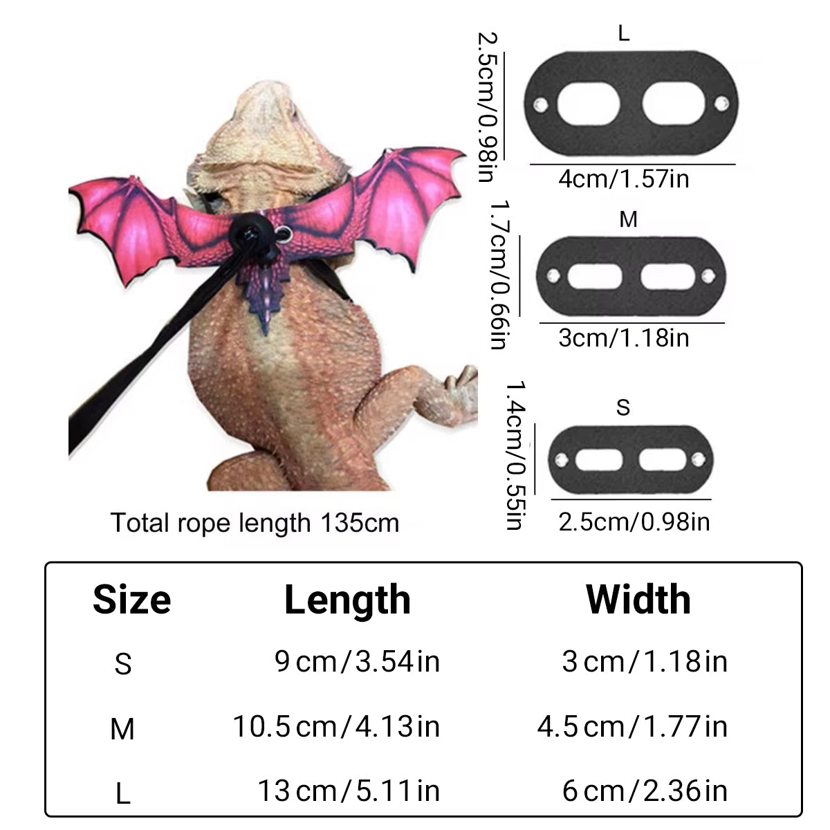 Adjustable Dragon Wing Lizard Leash Reptile Harness Set