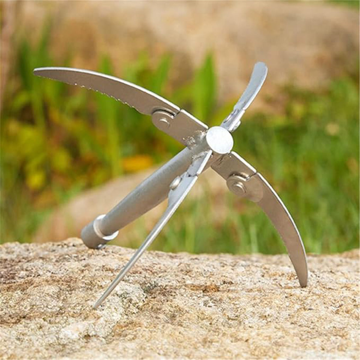 Stainless Steel Four-Claw Anchor Knife with Rope and Carabiner