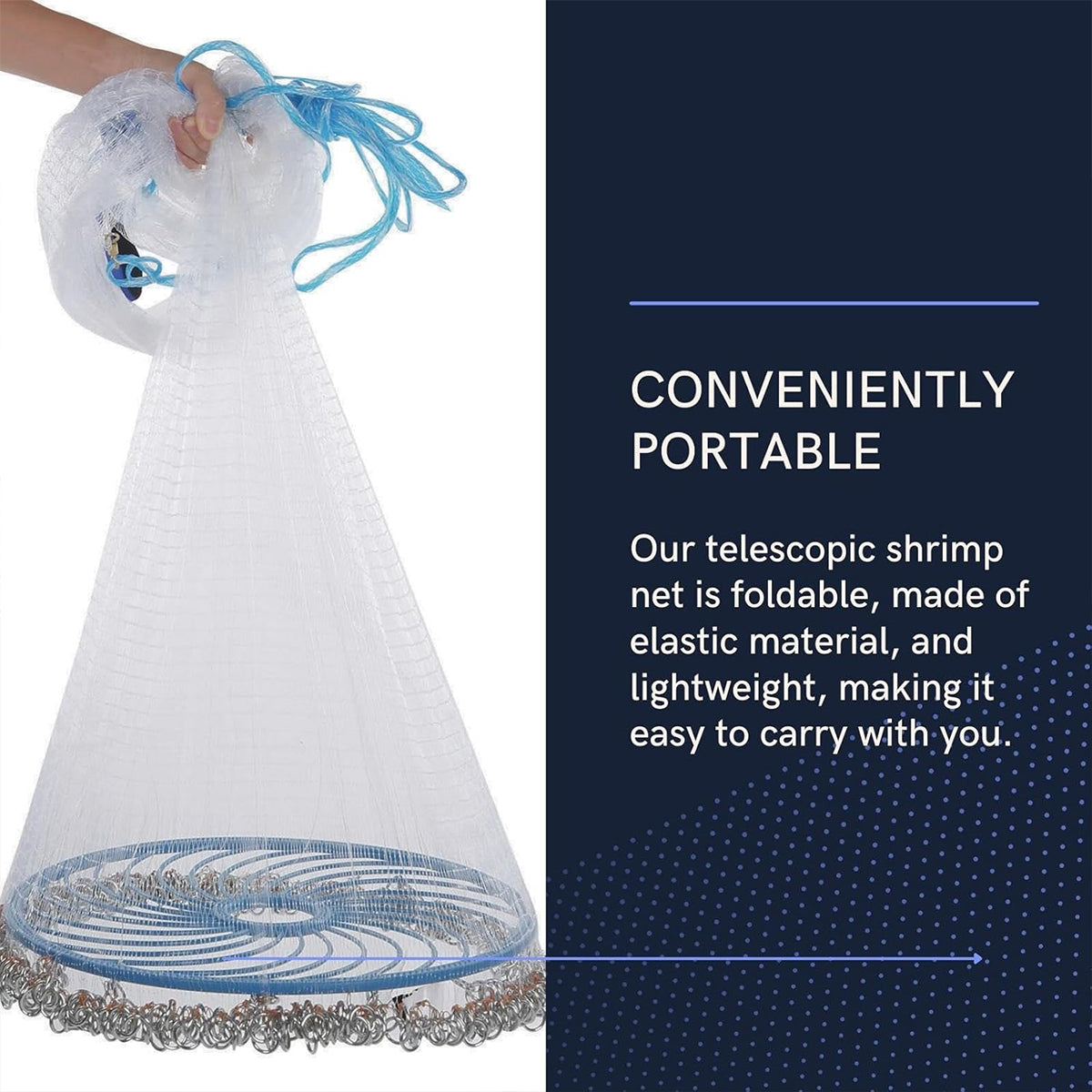 Hand Cast Fishing Net Foldable Weighted Nylon Throw Net