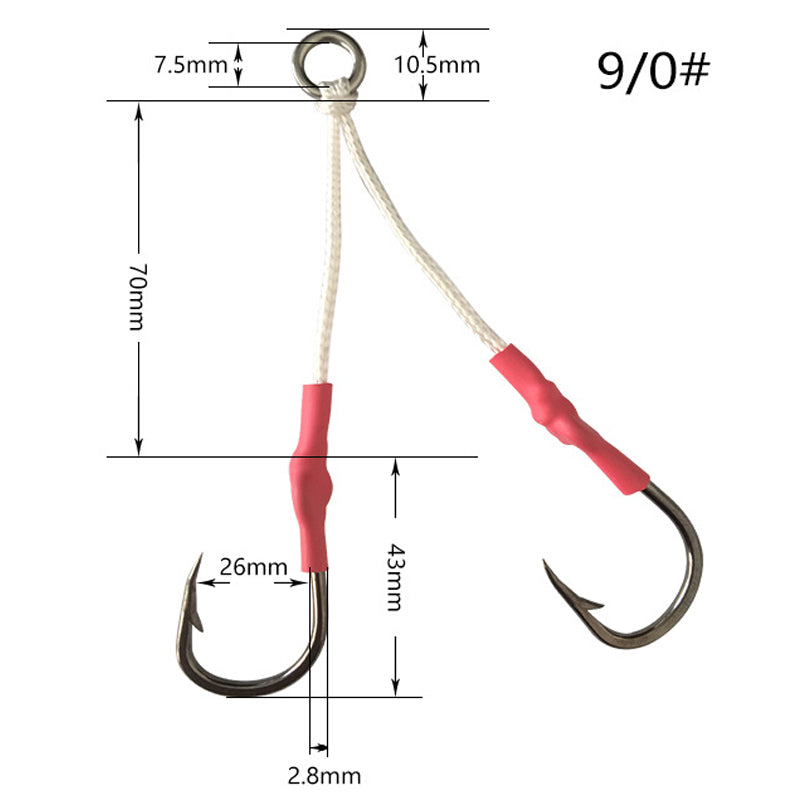 4PCS Twin Assist Jig Hooks for Micro & Slow Pitch Jigs