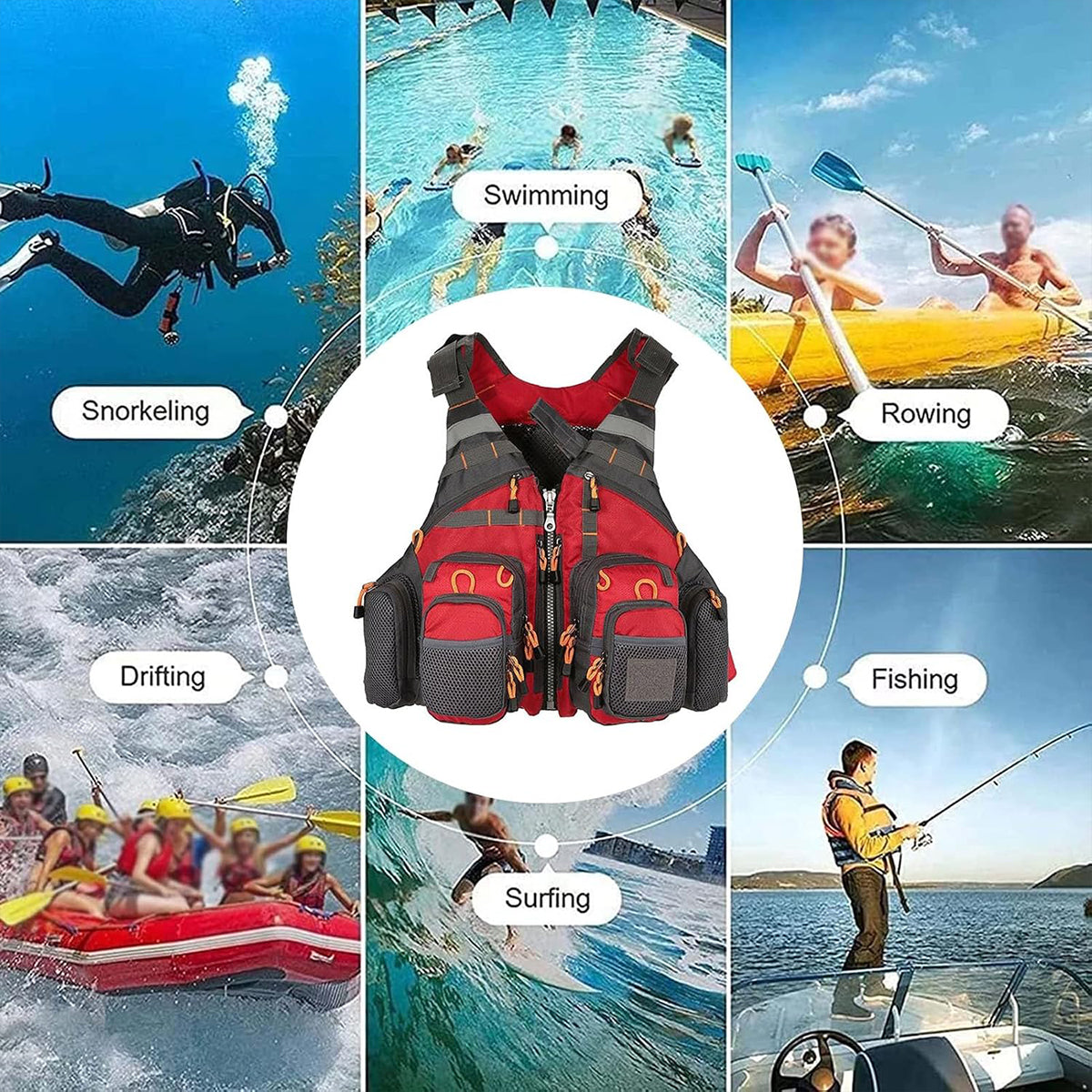 Multi-Pocket Fishing Vest Breathable Mesh Adjustable Outdoor Gear