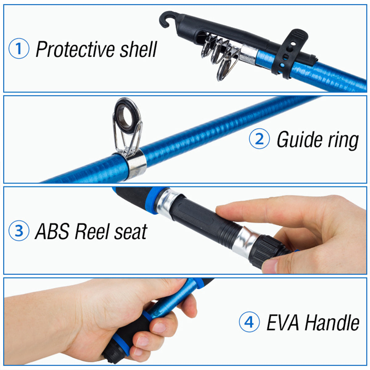 Telescopic Fishing Rod Durable Glass Steel Lightweight Portable Pole