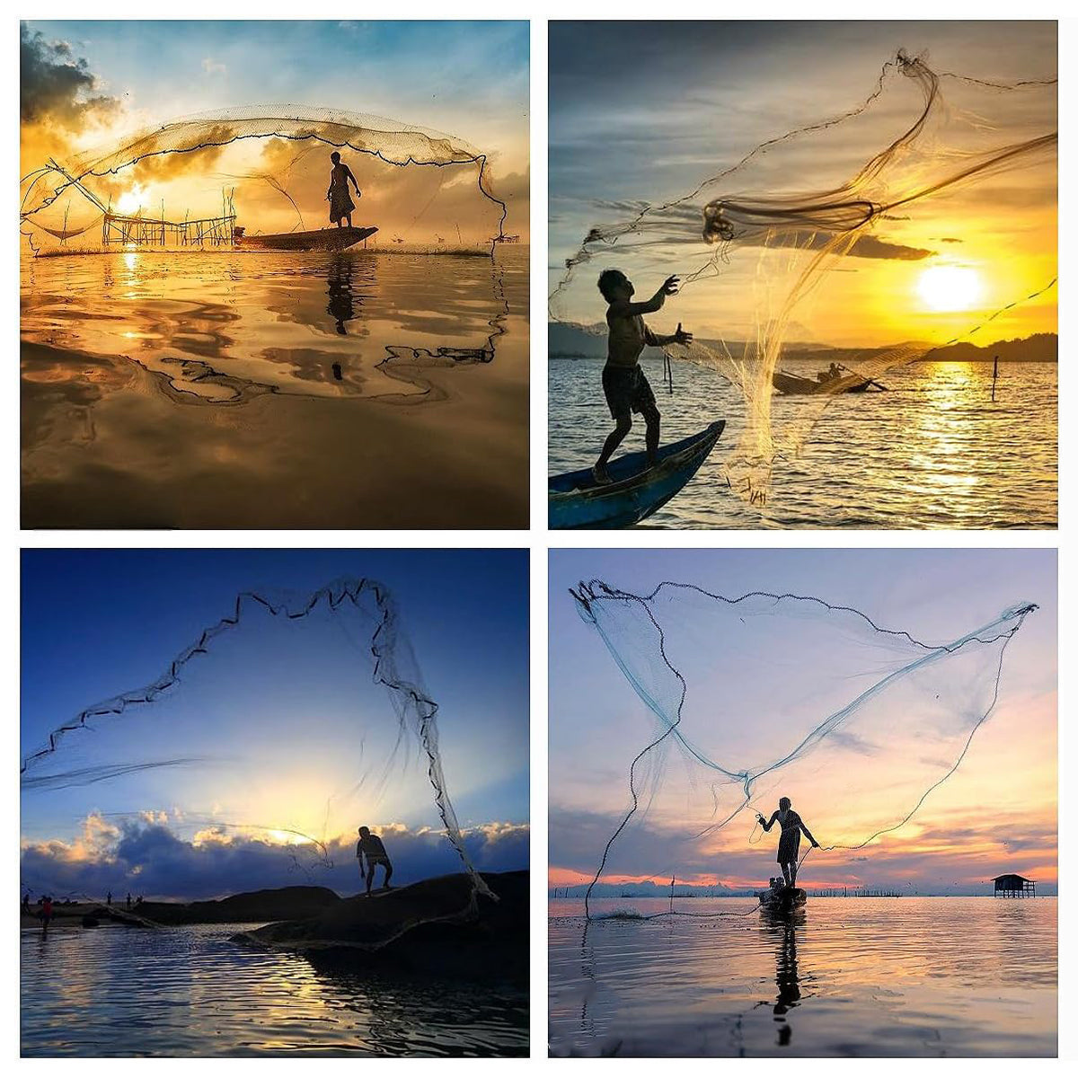 Hand Cast Net Fishing Throw Net with Strong Rope