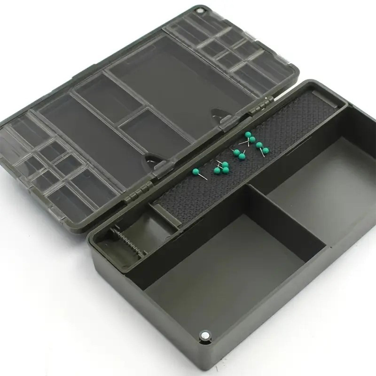 Carp Fishing Tackle Box With Measuring Bar And Rig Pins