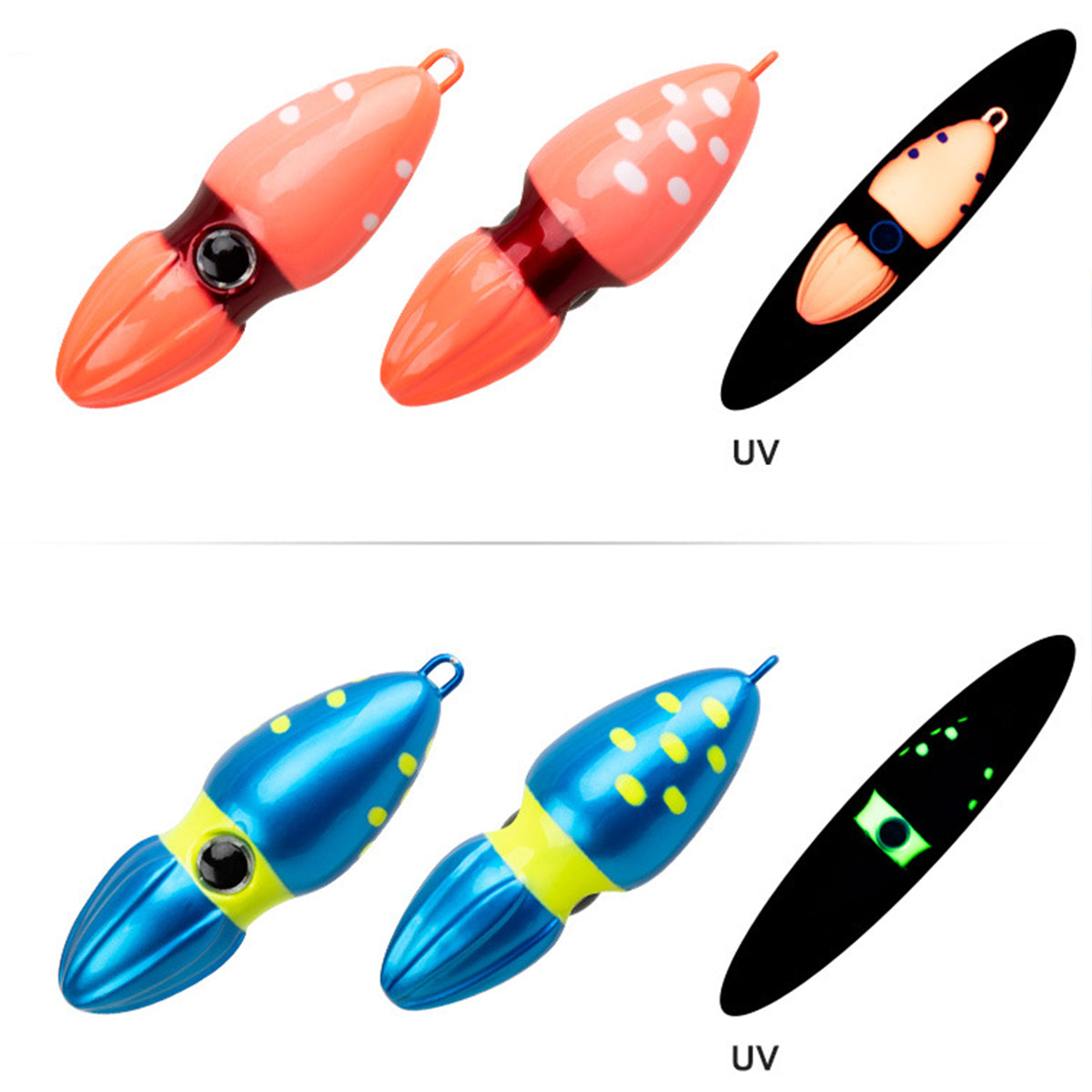 Slow Sinking Squid Jig Lure UV Glow Fishing Bait