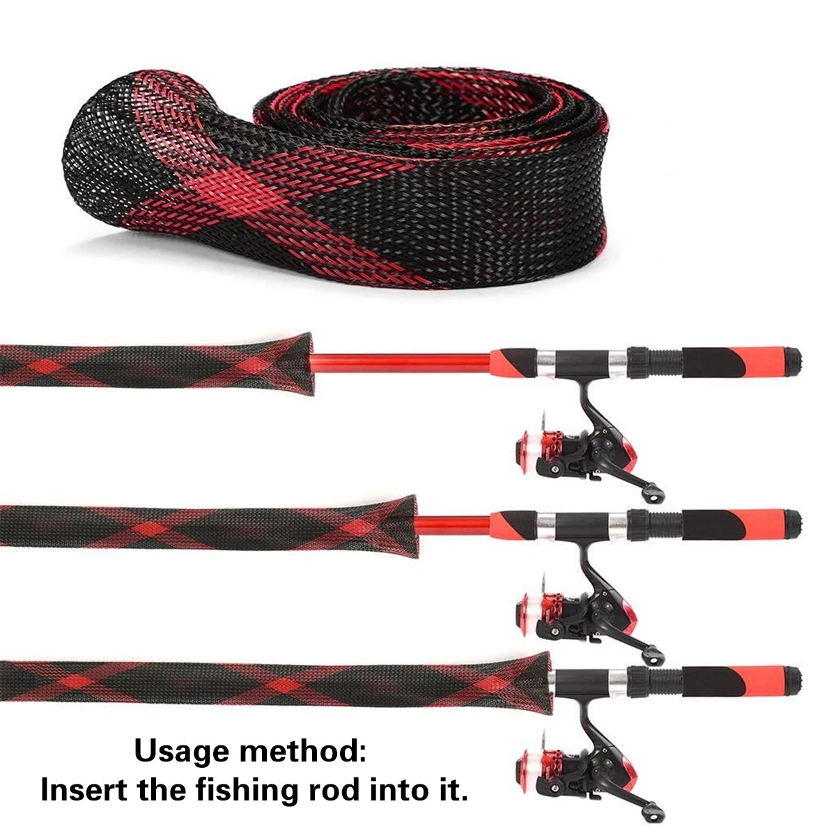 4 PCS Retractable Fishing Rod Protector Mesh Tube Durable Lightweight 35*170mm