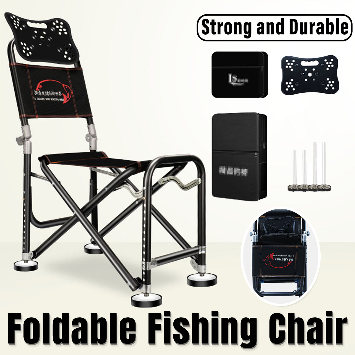 Portable Foldable Fishing Chair with Backrest for Outdoor Use