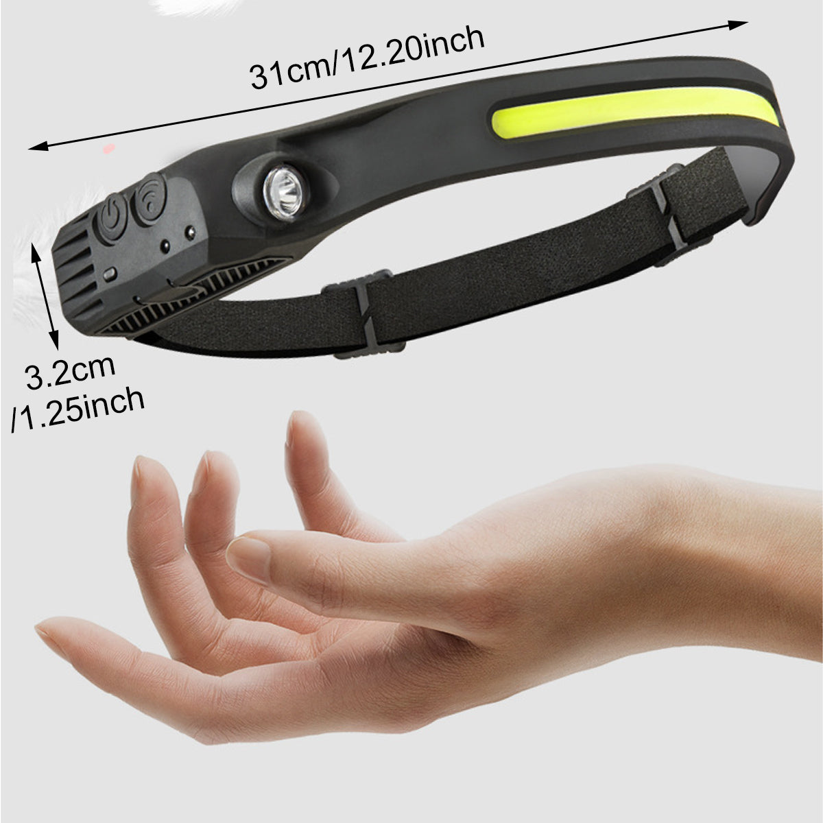 Waterproof COB LED Headlamp Motion Sensor Rechargeable Torch