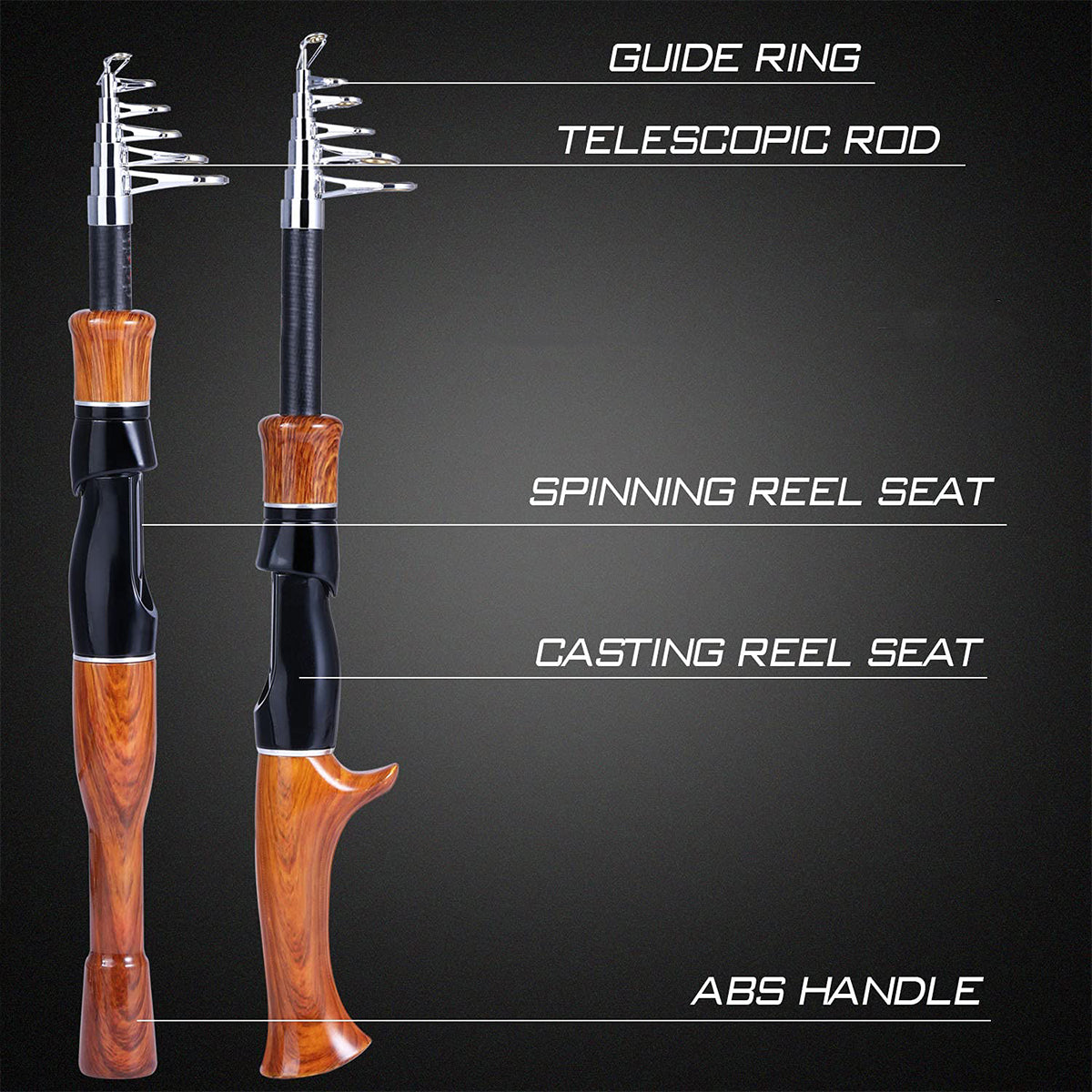 Telescopic Imitation Wood Fishing Rod Ultra Lightweight Portable Fishing Pole