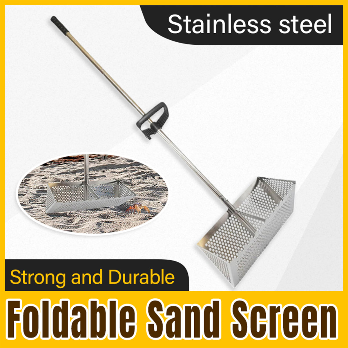 Stainless Steel Sand Screen Crab Hunting Sifter with Handle