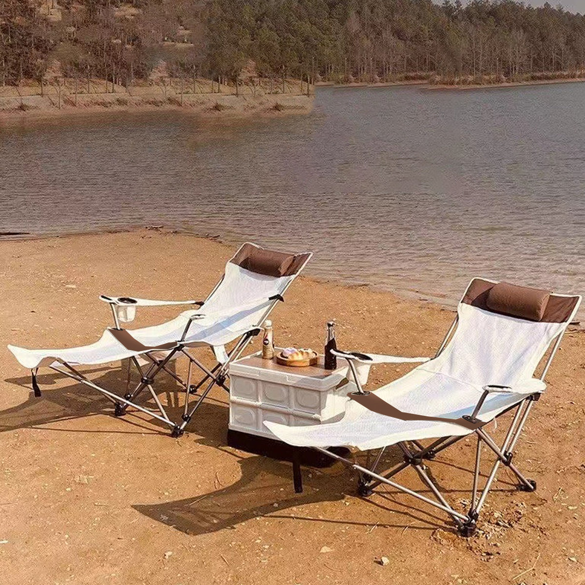 Portable Folding Recliner Chair with Cup Holder for Outdoor Use