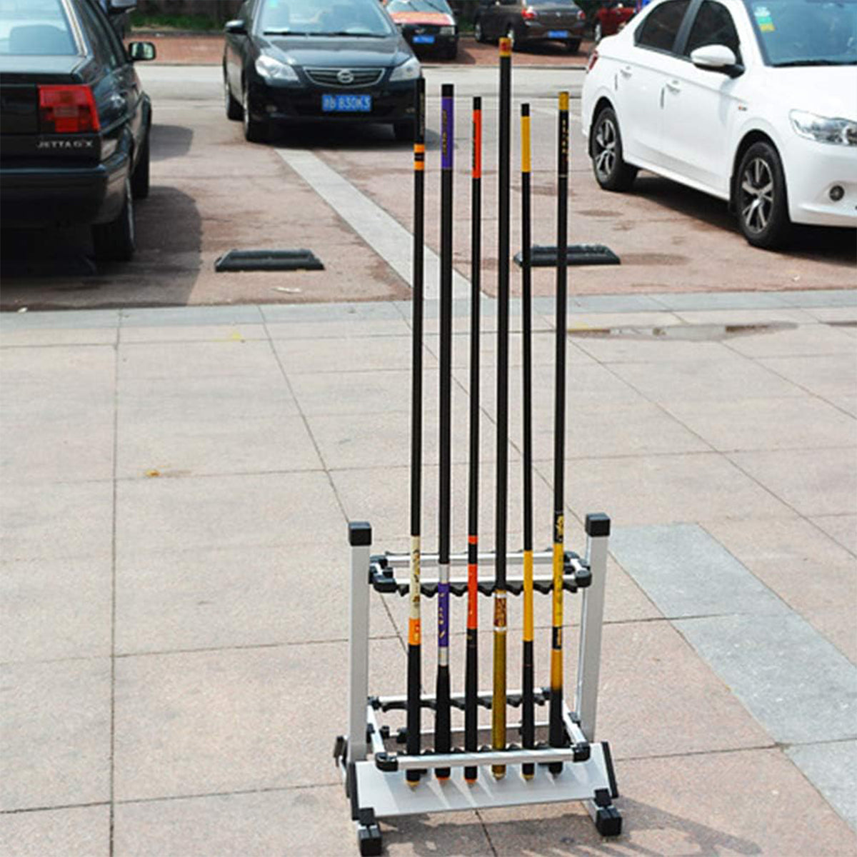 Aluminium Fishing Rod Rack for 12 or 24 Rods Foldable Storage Stand