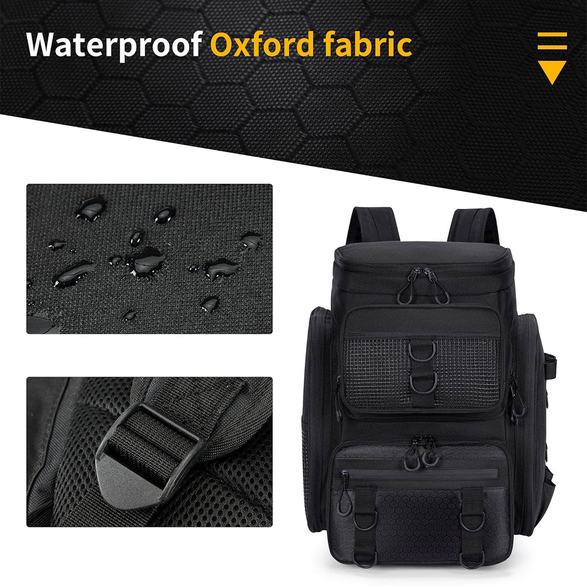 42L Waterproof Fishing Backpack Large Capacity Multi-Compartment Gear Bag