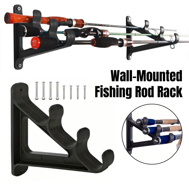 Wall Mounted Fishing Rod Rack ABS Holder For 6 Rods Space-Saving Storage