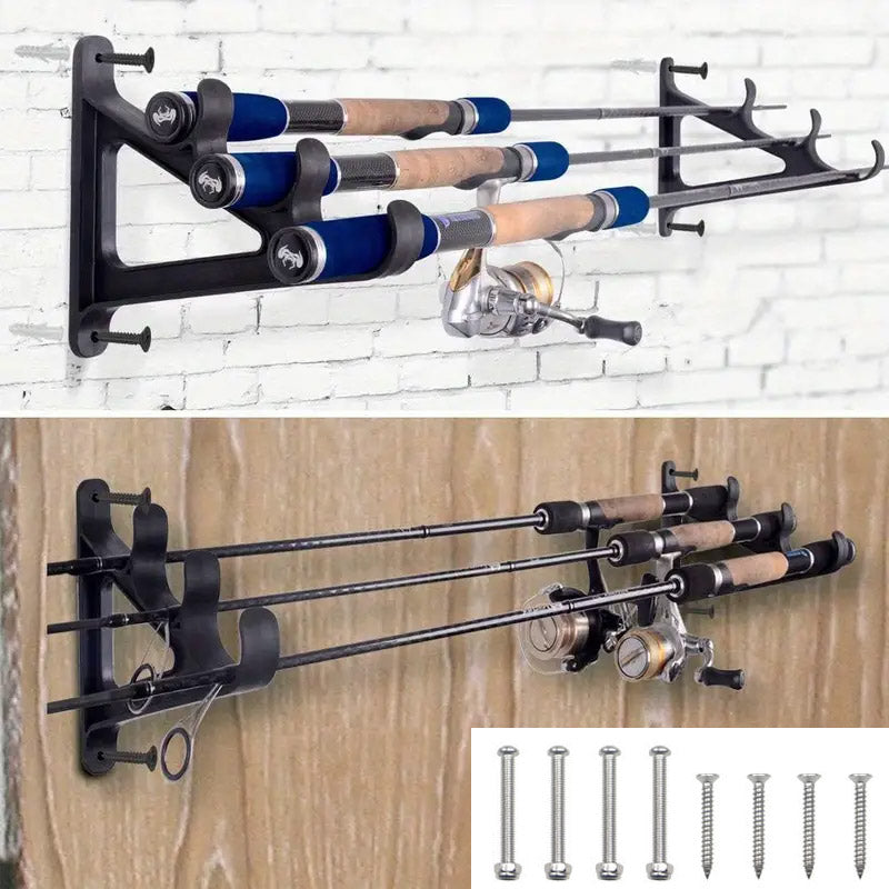 Wall Mounted Fishing Rod Rack ABS Holder For 6 Rods Space-Saving Storage