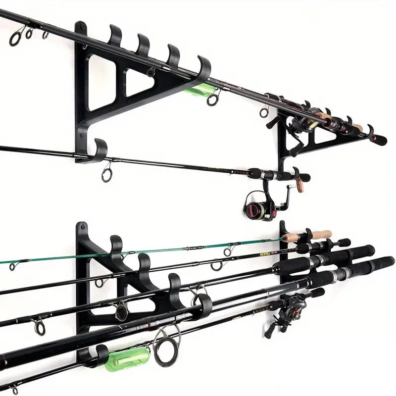 Wall Mounted Fishing Rod Rack ABS Holder For 6 Rods Space-Saving Storage