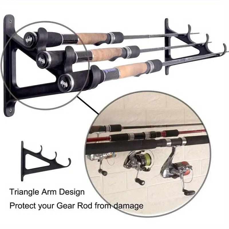 Wall Mounted Fishing Rod Rack ABS Holder For 6 Rods Space-Saving Storage