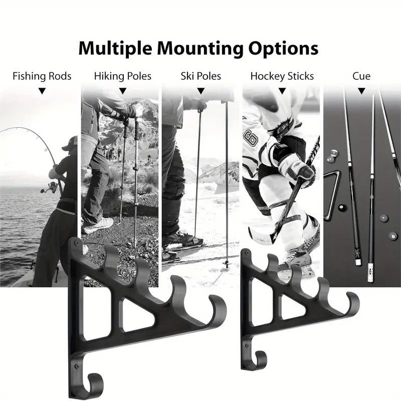 Wall Mounted Fishing Rod Rack ABS Holder For 6 Rods Space-Saving Storage
