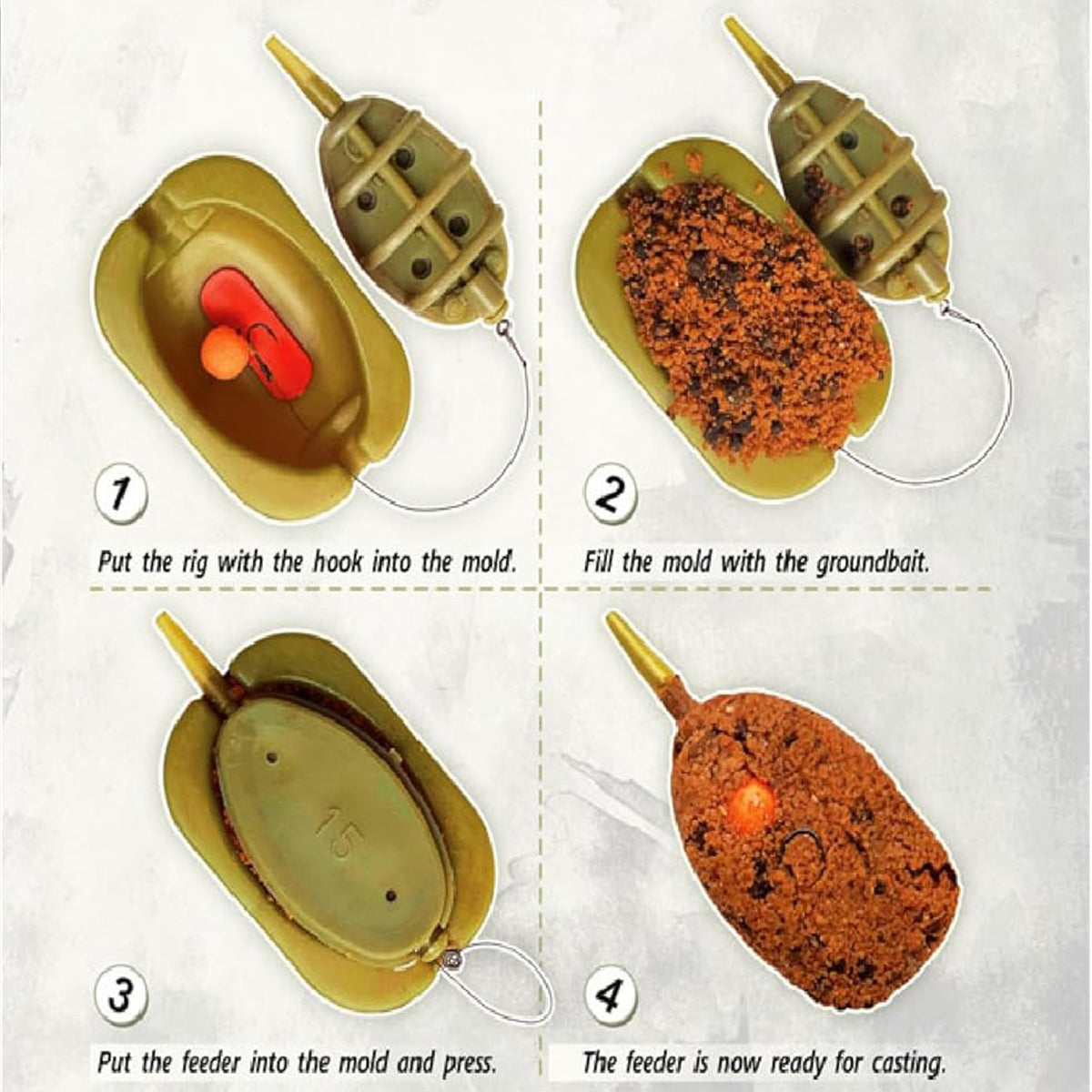 Fishing Method Feeder Set With Quick Release Bait Mould