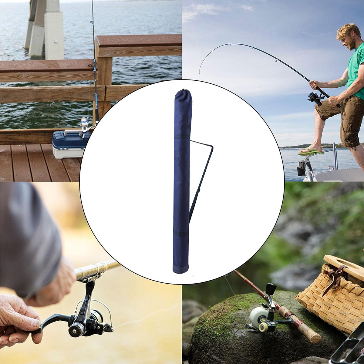 Canvas Fishing Gear Bag Foldable Durable Rod & Tackle Storage Case