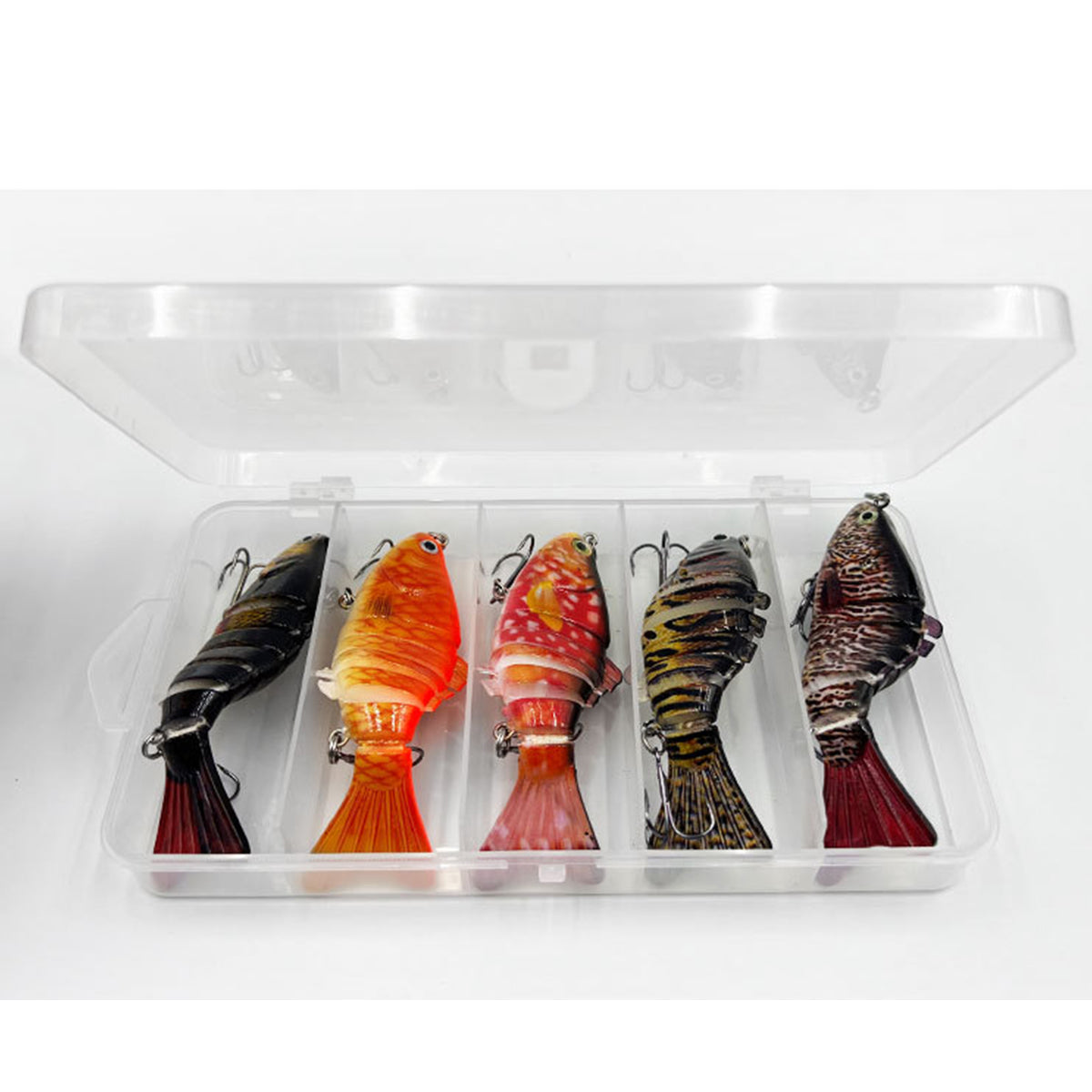 5PCS Multi-Jointed Fish Lures Set with Hooks for Freshwater & Saltwater