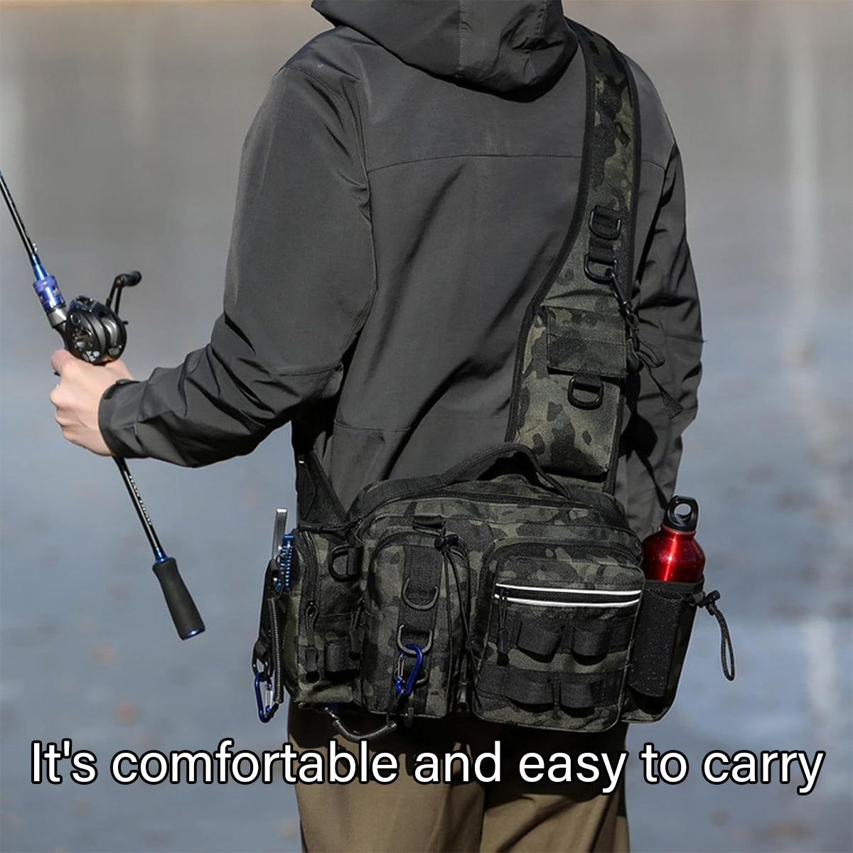 Tactical Fishing Backpack with MOLLE System and Multi-Carry Options
