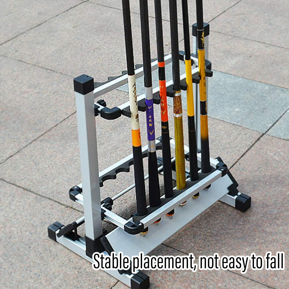 Aluminium Fishing Rod Rack for 12 or 24 Rods Foldable Storage Stand