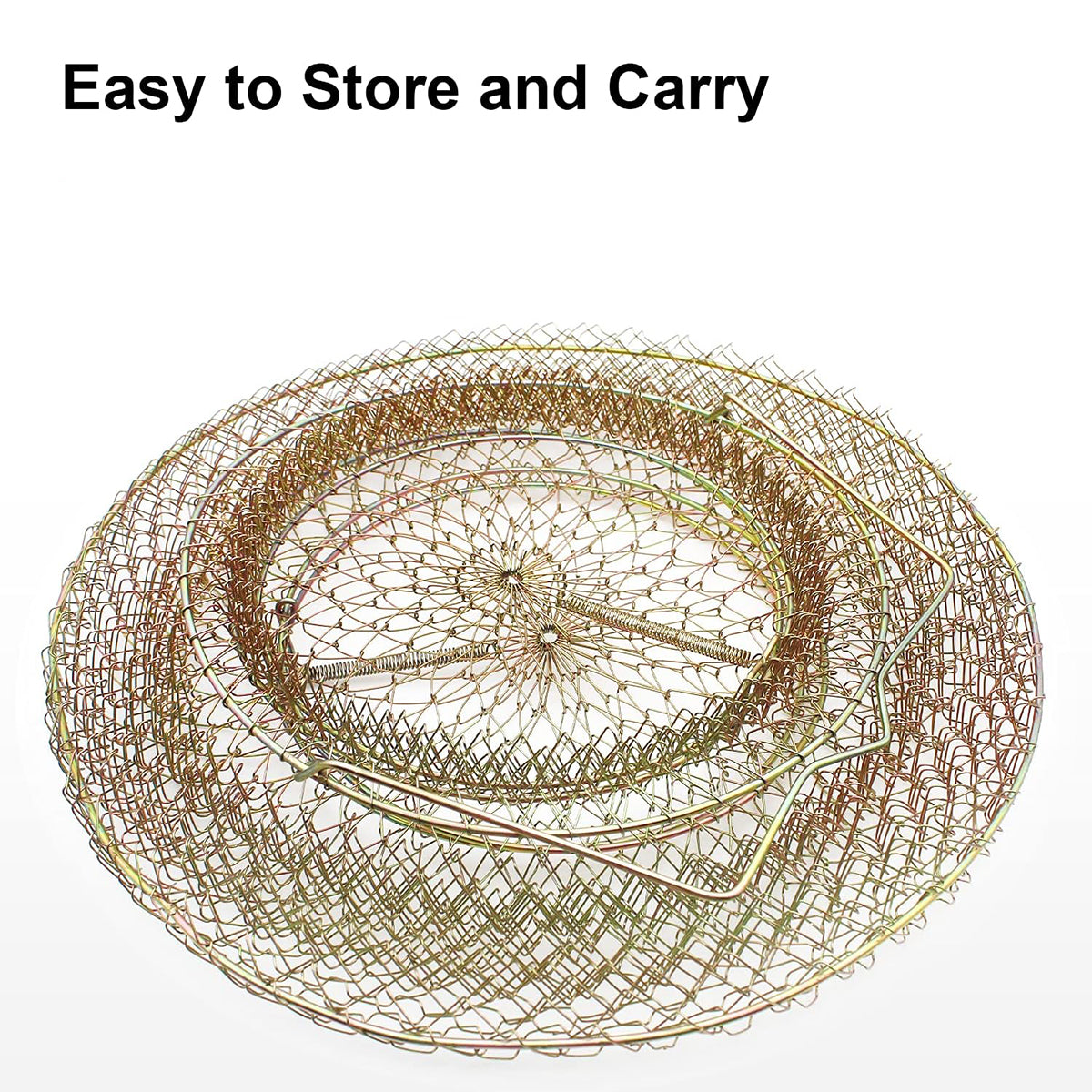 Foldable Galvanized Fish Trap Cage with Spring-Loaded Doors