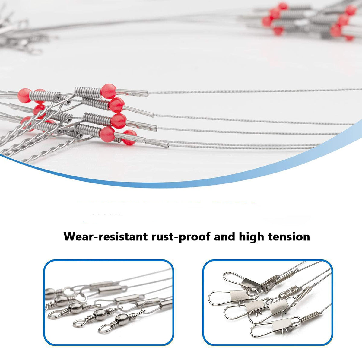 Stainless Steel Fishing Leader Rigs Anti-Winding Wire with Snaps