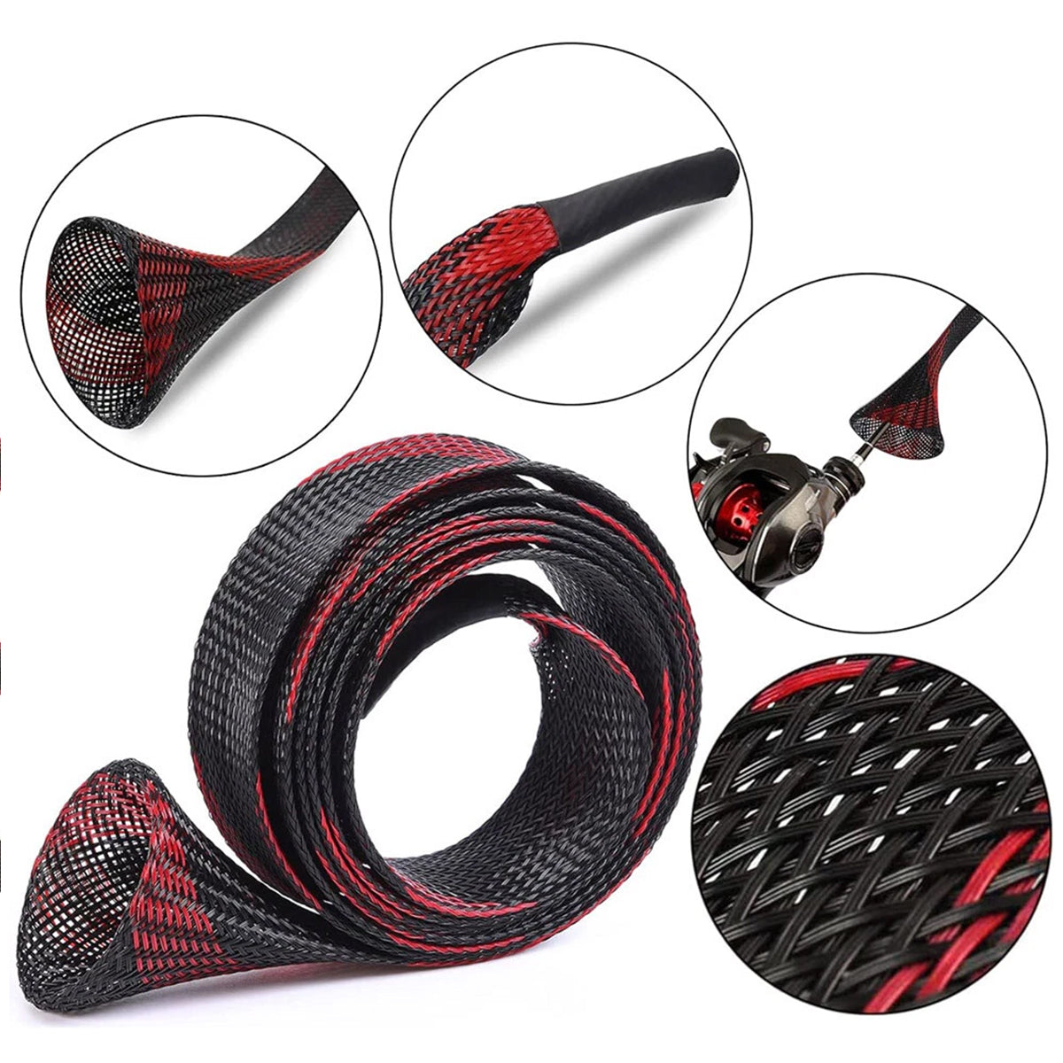 4 PCS Retractable Fishing Rod Protector Mesh Tube Durable Lightweight 35*170mm