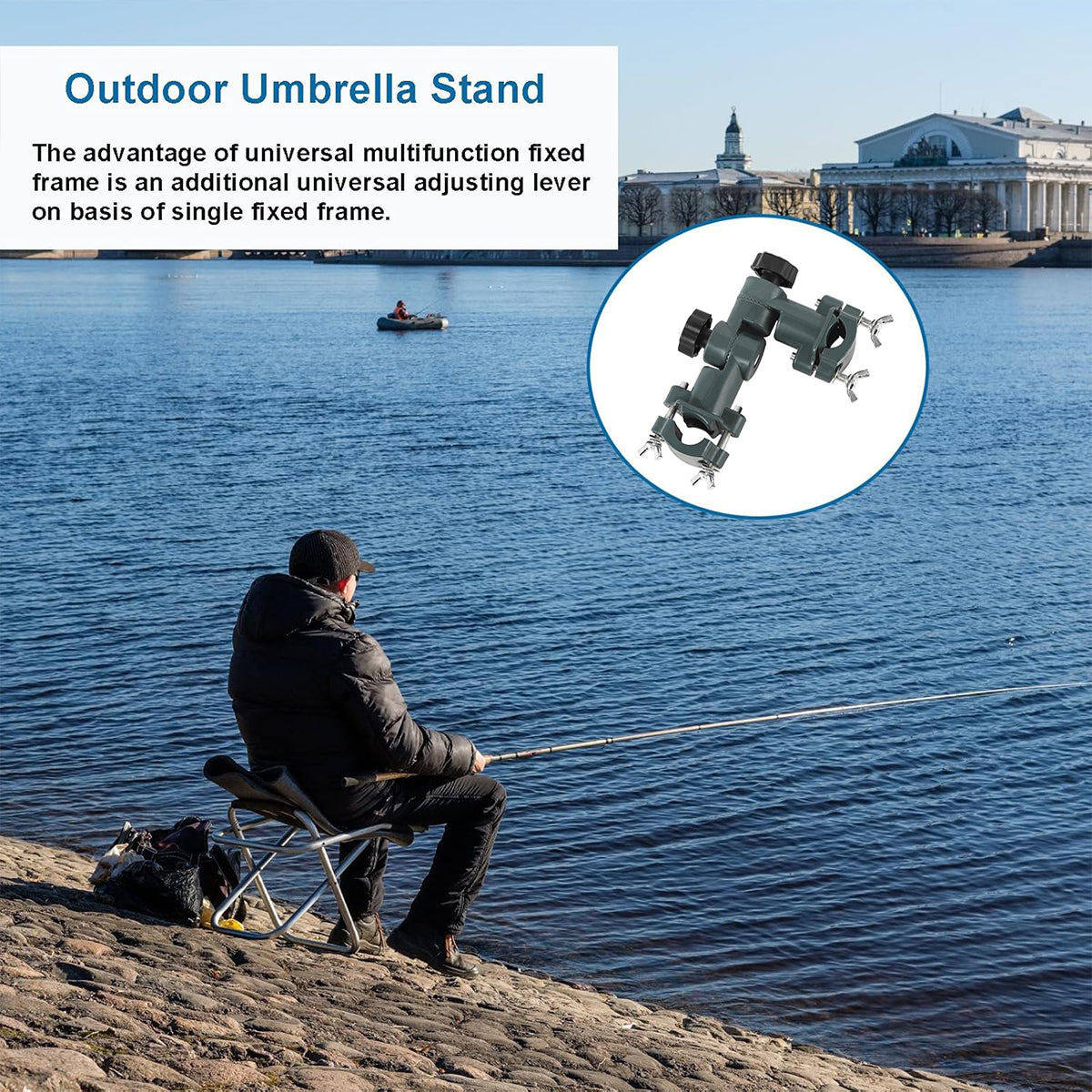 Adjustable Fishing Bracket with Umbrella Stand and 360° Rotation