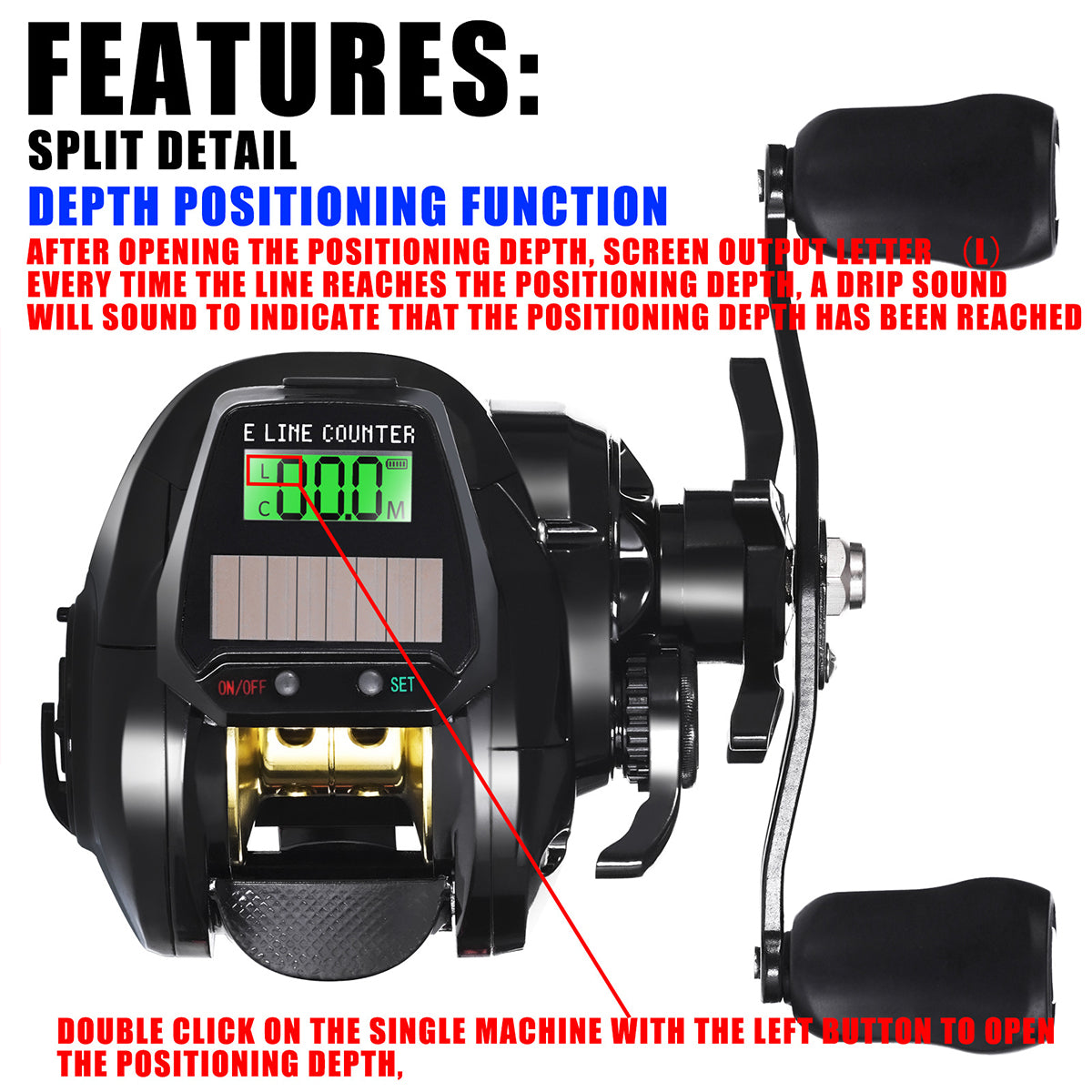 Digital Fishing Reel Solar LCD Display High-Speed 7.2:1 Baitcasting Reel