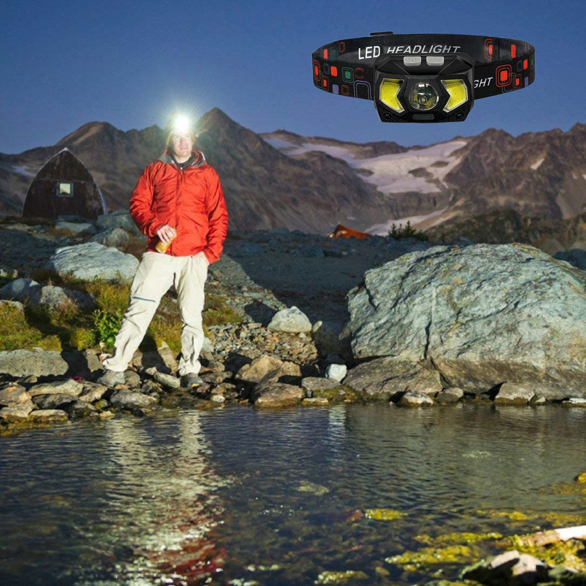 Focusable LED Headlamp 7 Mode Waterproof Outdoor Headlight