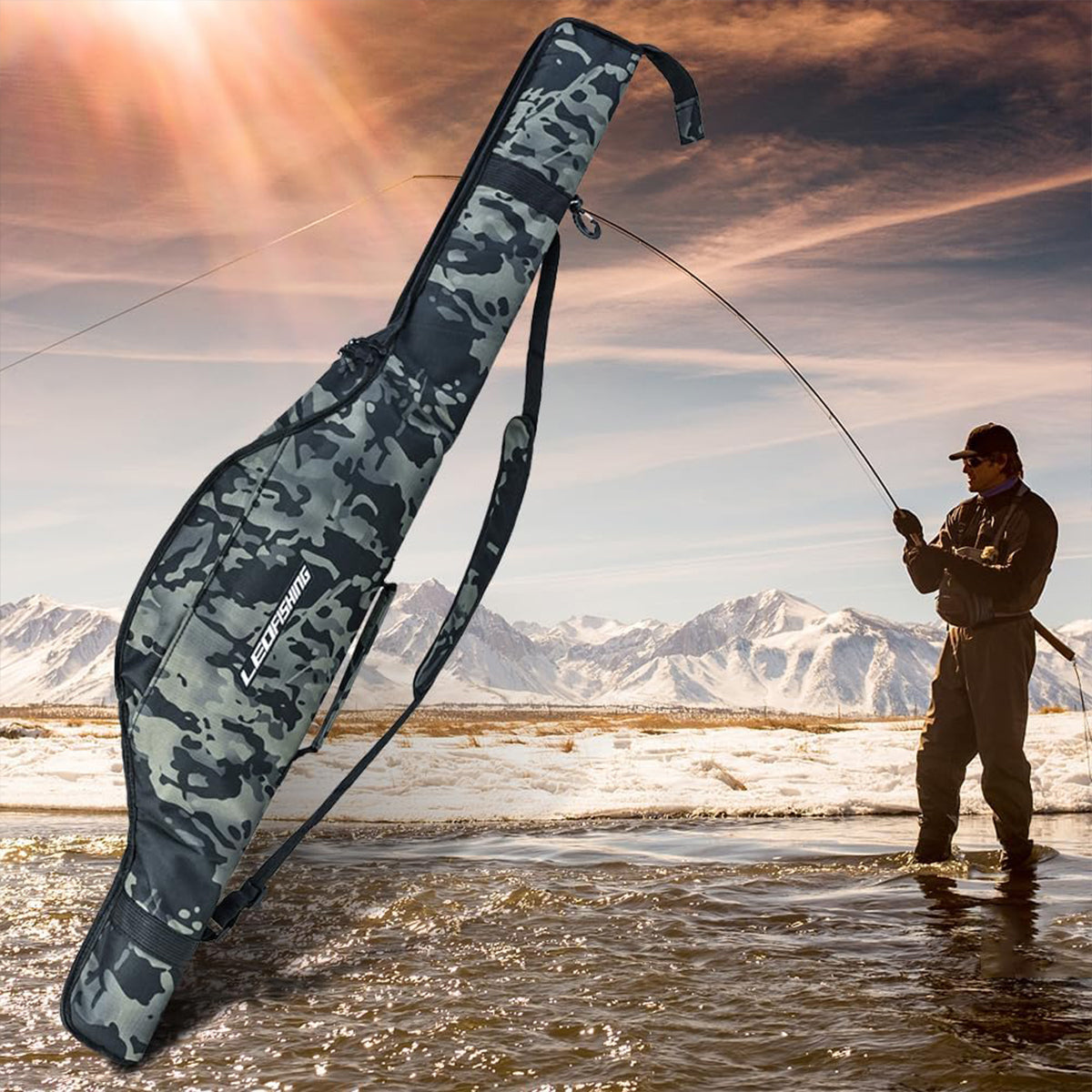 Portable Foldable Fishing Rod Bag Tackle Storage Bag Water Resistant Lightweight