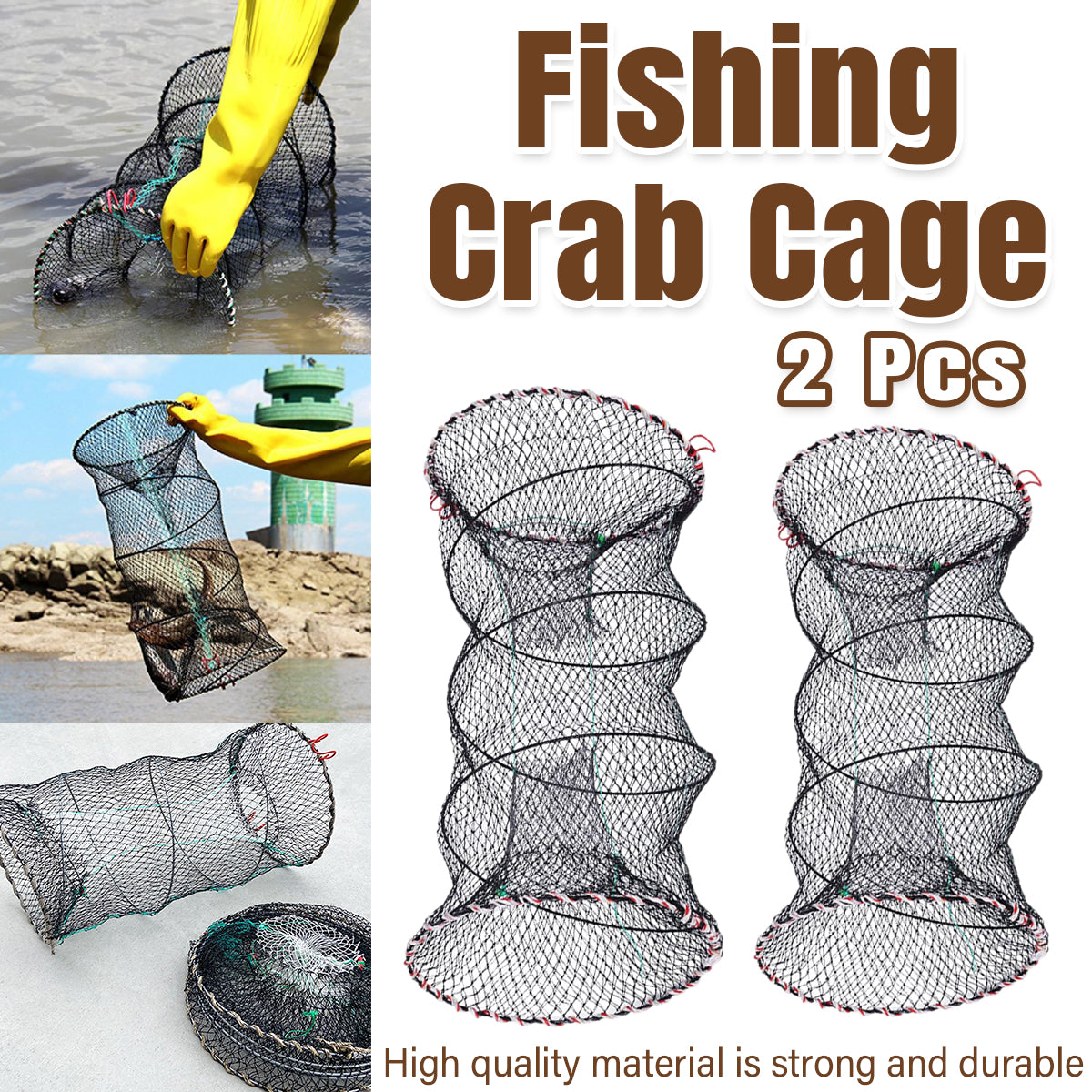 2PCS Shrimp Crab Lobster Fishing Net Trap Set