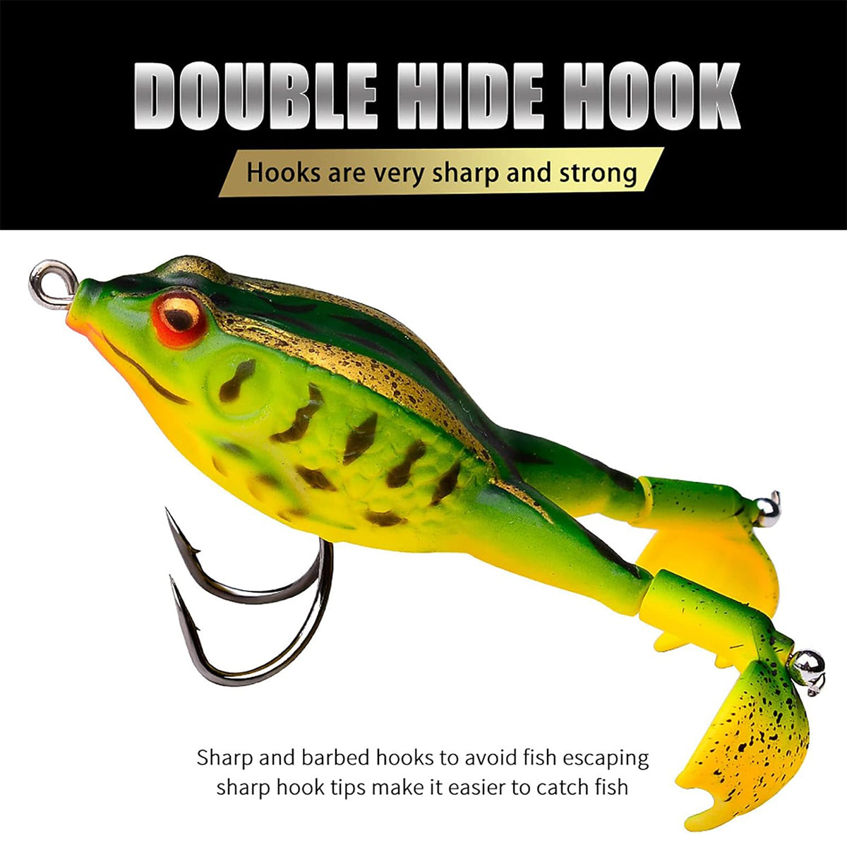 3PCS Bionic Frog Fishing Lures with Double Hooks for Freshwater