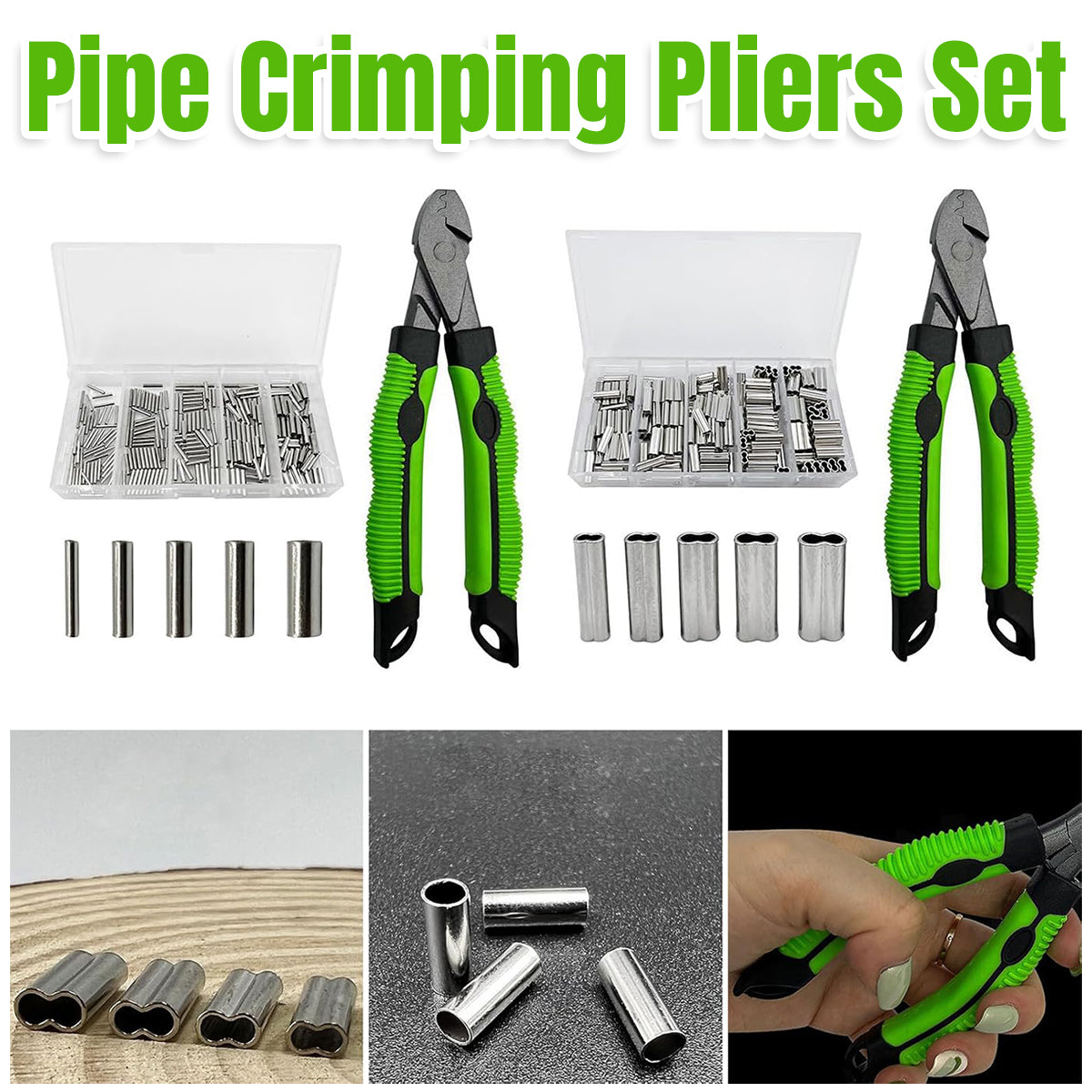 Fishing Crimping Tool Set with Pliers and Copper Ferrules Kit