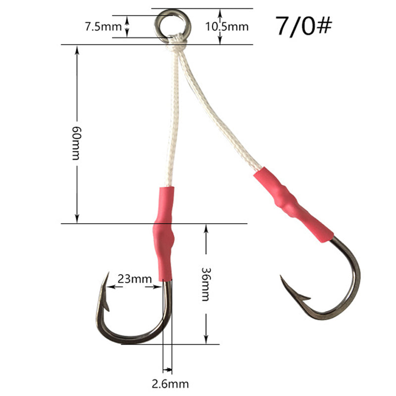 4PCS Twin Assist Jig Hooks for Micro & Slow Pitch Jigs