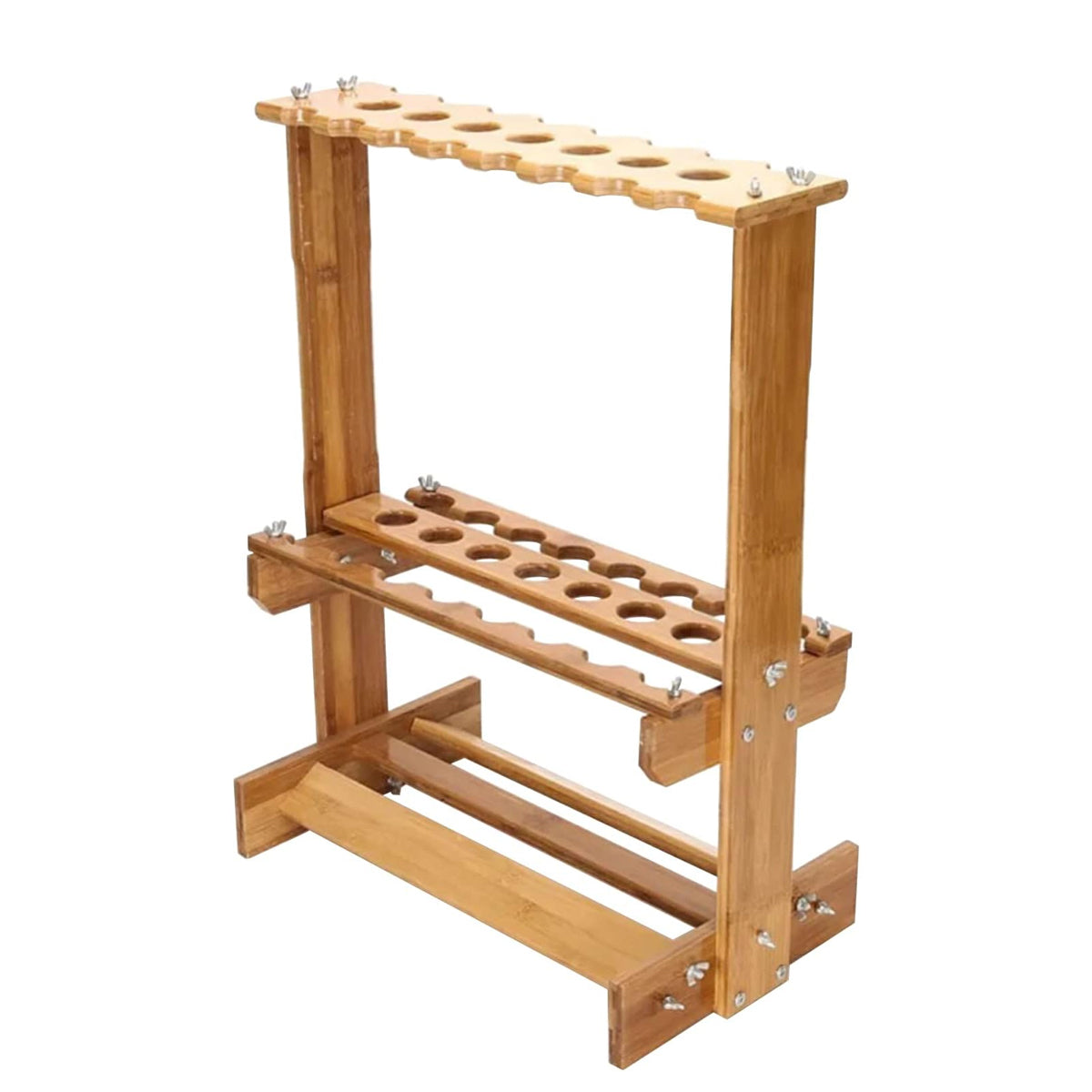 Wooden Fishing Rod Rack Bamboo Stand Holds 21 Rods For Storage