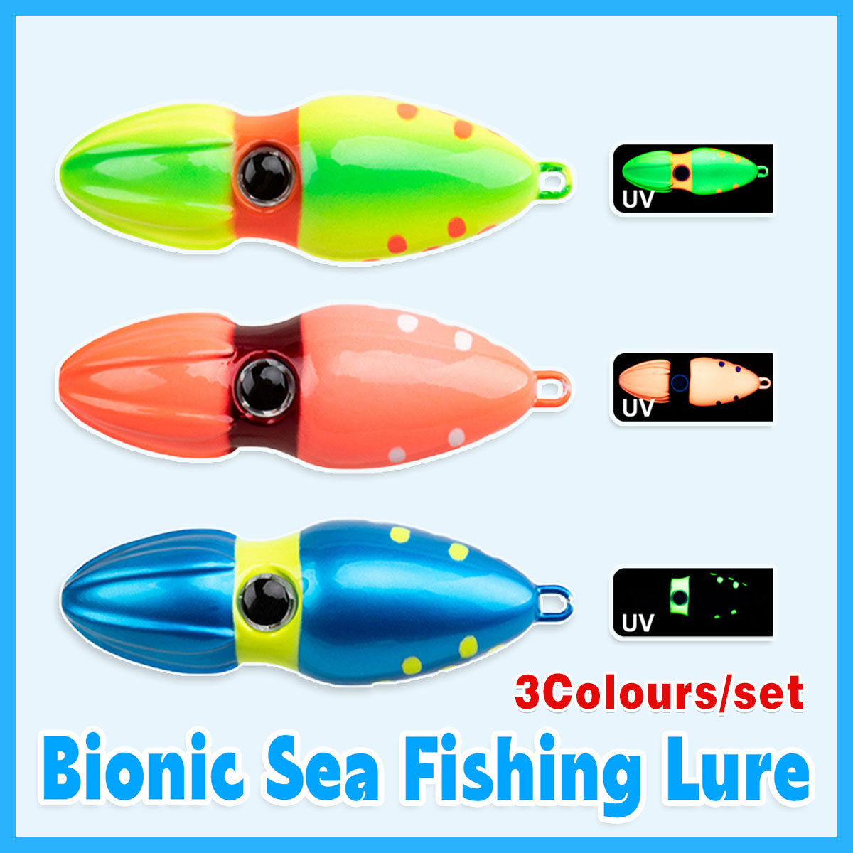 Slow Sinking Squid Jig Lure UV Glow Fishing Bait