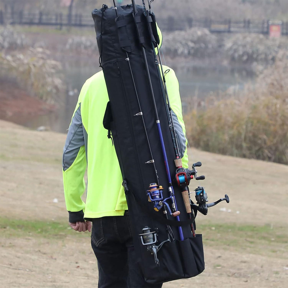 Outdoor Fishing Rod Bag 5 Rod Holder Waterproof Oxford Storage Case
