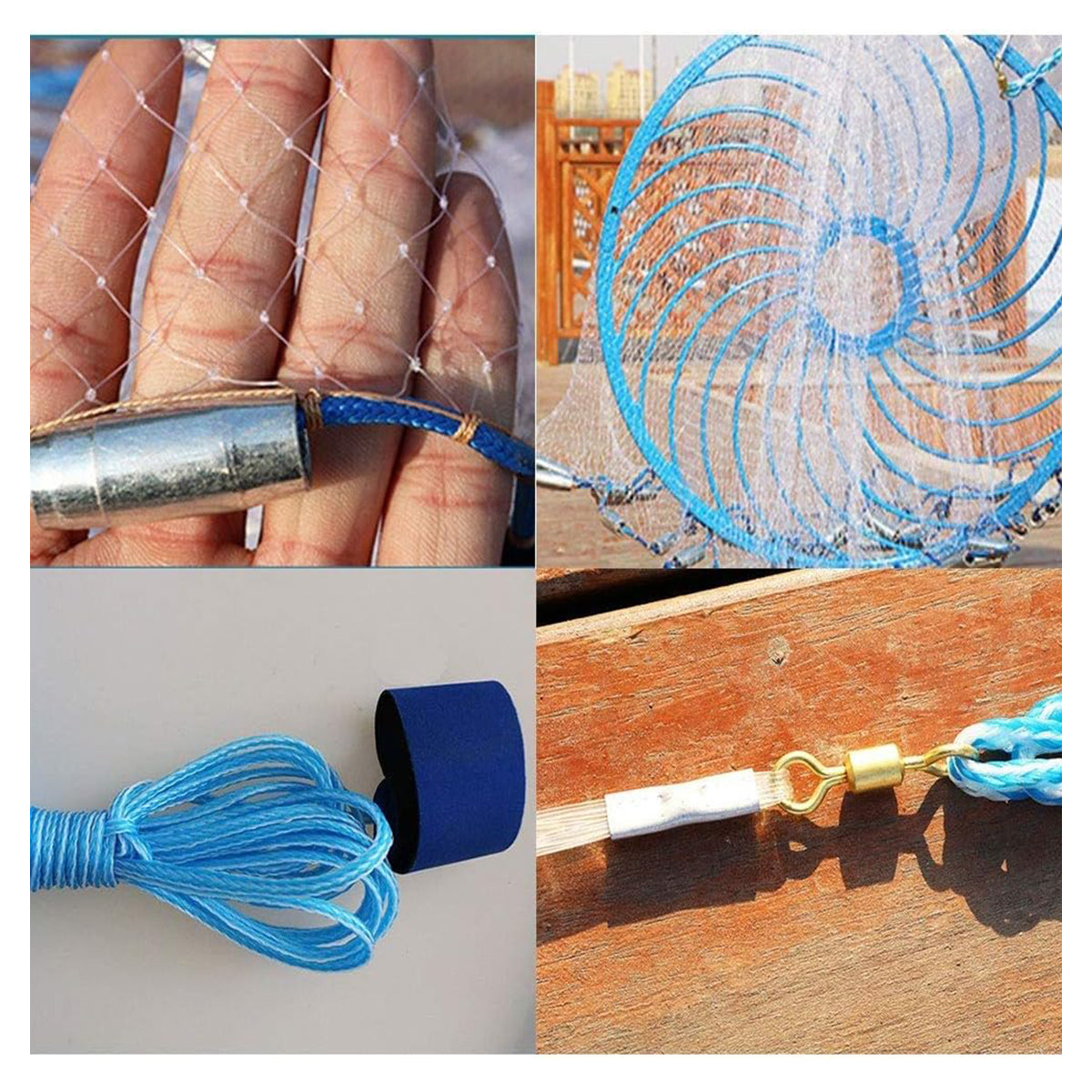Hand Cast Fishing Net Foldable Weighted Nylon Throw Net