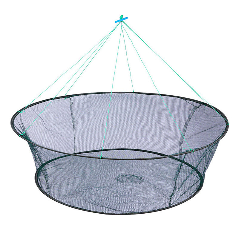 Round Folding Fishing Net Portable Nylon Crab Shrimp Trap With Bait Pocket