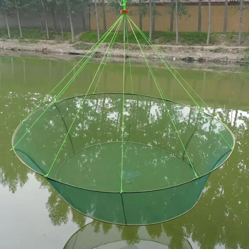 Round Folding Fishing Net Portable Nylon Crab Shrimp Trap With Bait Pocket