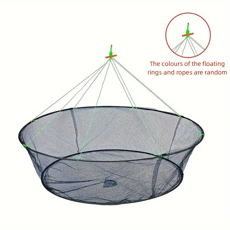 Round Folding Fishing Net Portable Nylon Crab Shrimp Trap With Bait Pocket